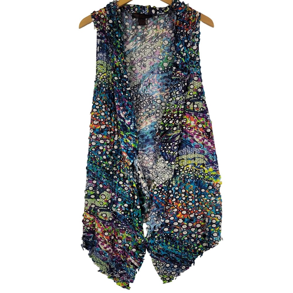 Vintage Y2K Pleats Collection By Pings Imports Inc Vest Womens Large Multicolor